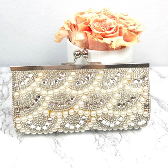 Charming Charlie Handbags - NWOT Charming Charlie Pearl and Rhinestone Clutch Charming Charlie Handbags - NWOT Charming Charlie Pearl and Rhinestone Clutch